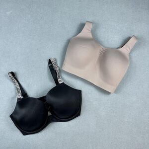 Victoria's Secret 34DDD Bras Nude Featherweight Max Sports Very Sexy Demi Black